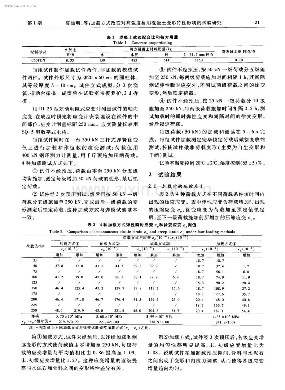 加载方式改变对高强度桥用混凝土变形特性影响的试验研究.pdf_第2页