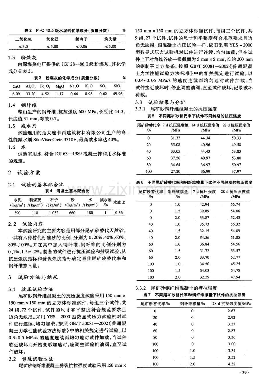 尾矿砂钢纤维混凝土复合材料的基本力学性能.pdf_第2页