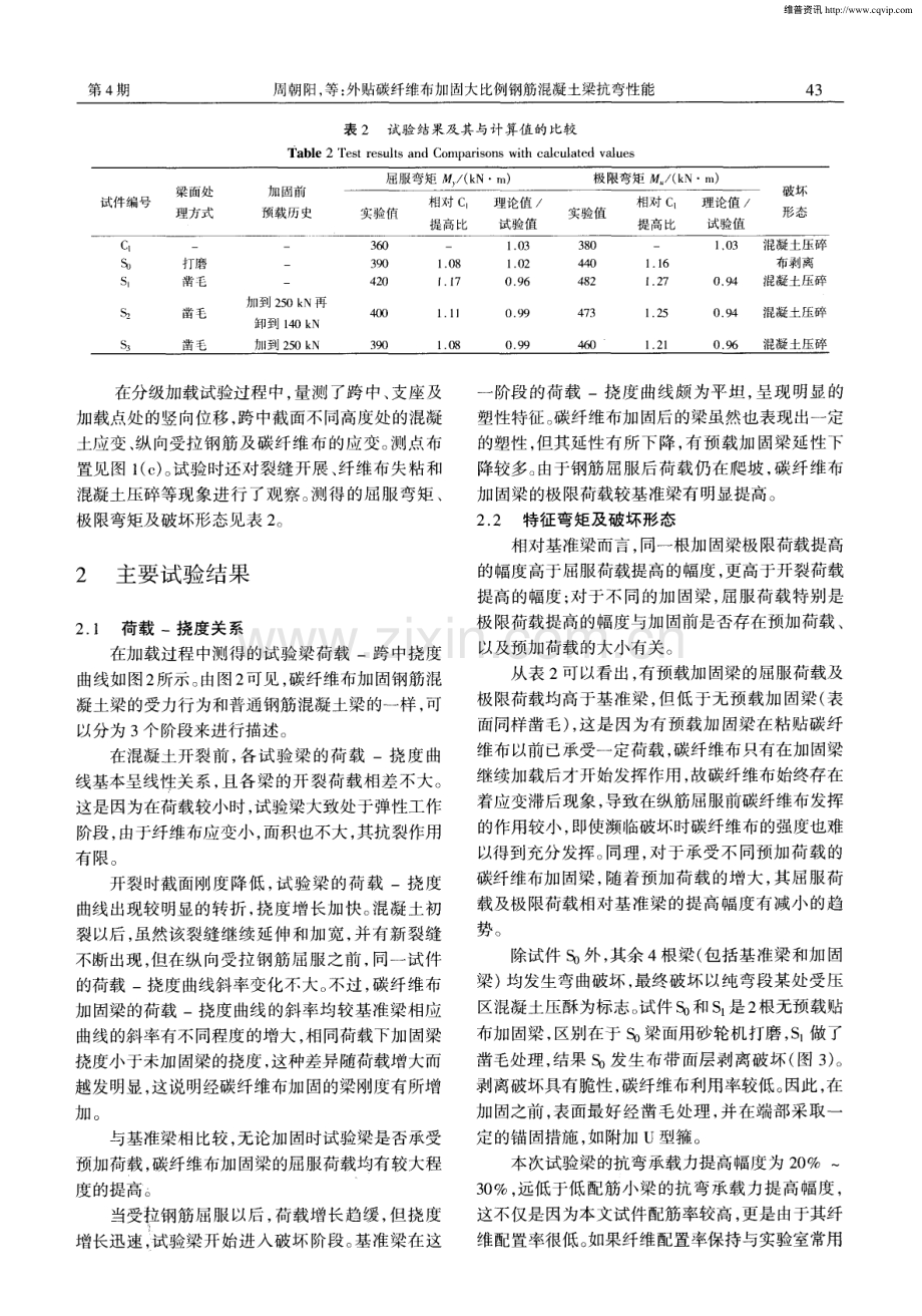 外贴碳纤维布加固大比例钢筋混凝土梁抗弯性能.pdf_第3页