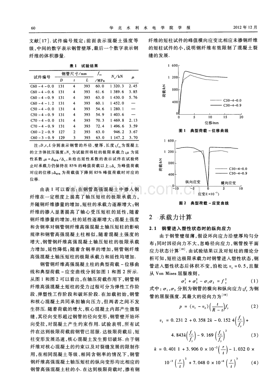 钢管纤维混凝土短柱轴压承载力计算分析.pdf_第2页