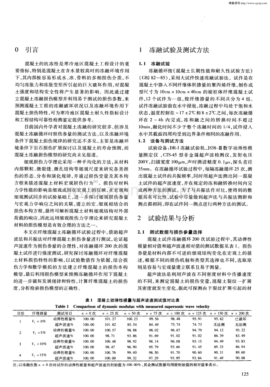 冻融循环作用下纤维混凝土的损伤模型研究.pdf_第2页