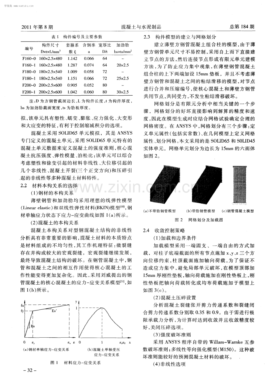 带肋薄壁方钢管混凝土组合柱的非线性有限元分析.pdf_第2页