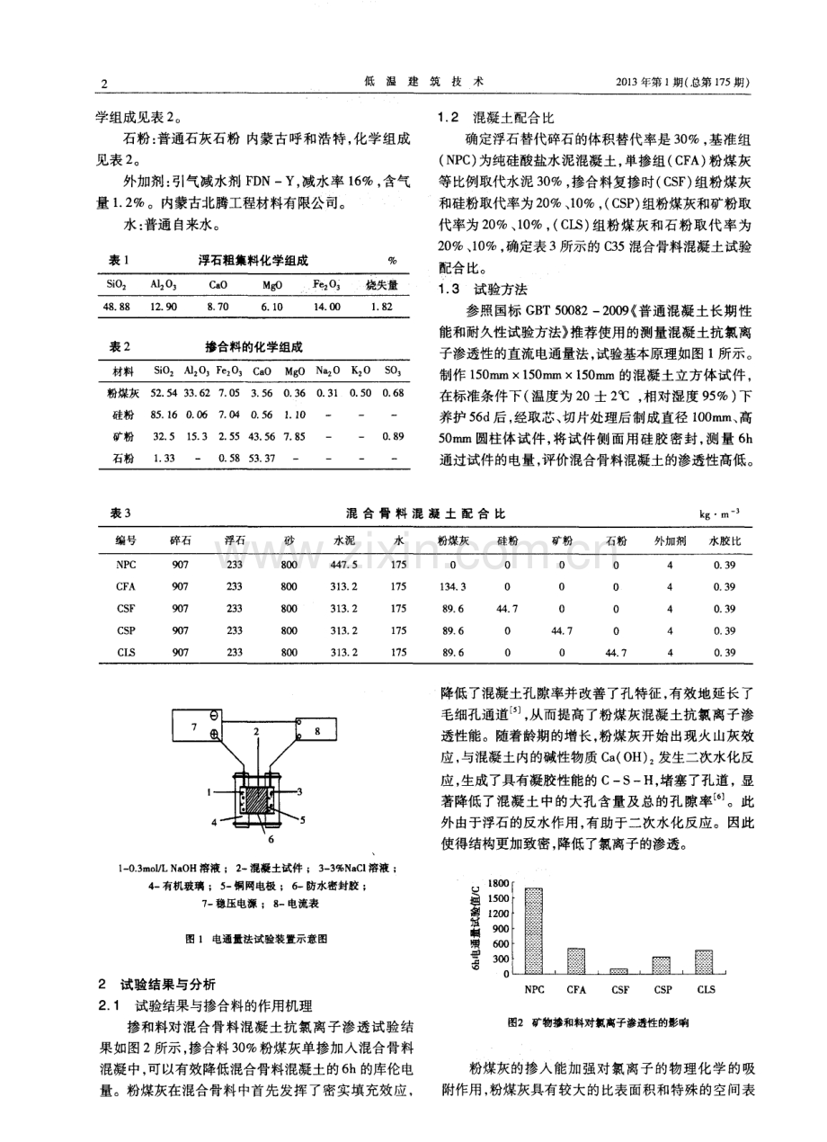 掺合料对浮石混凝土抗氯离子渗透性能影响.pdf_第2页