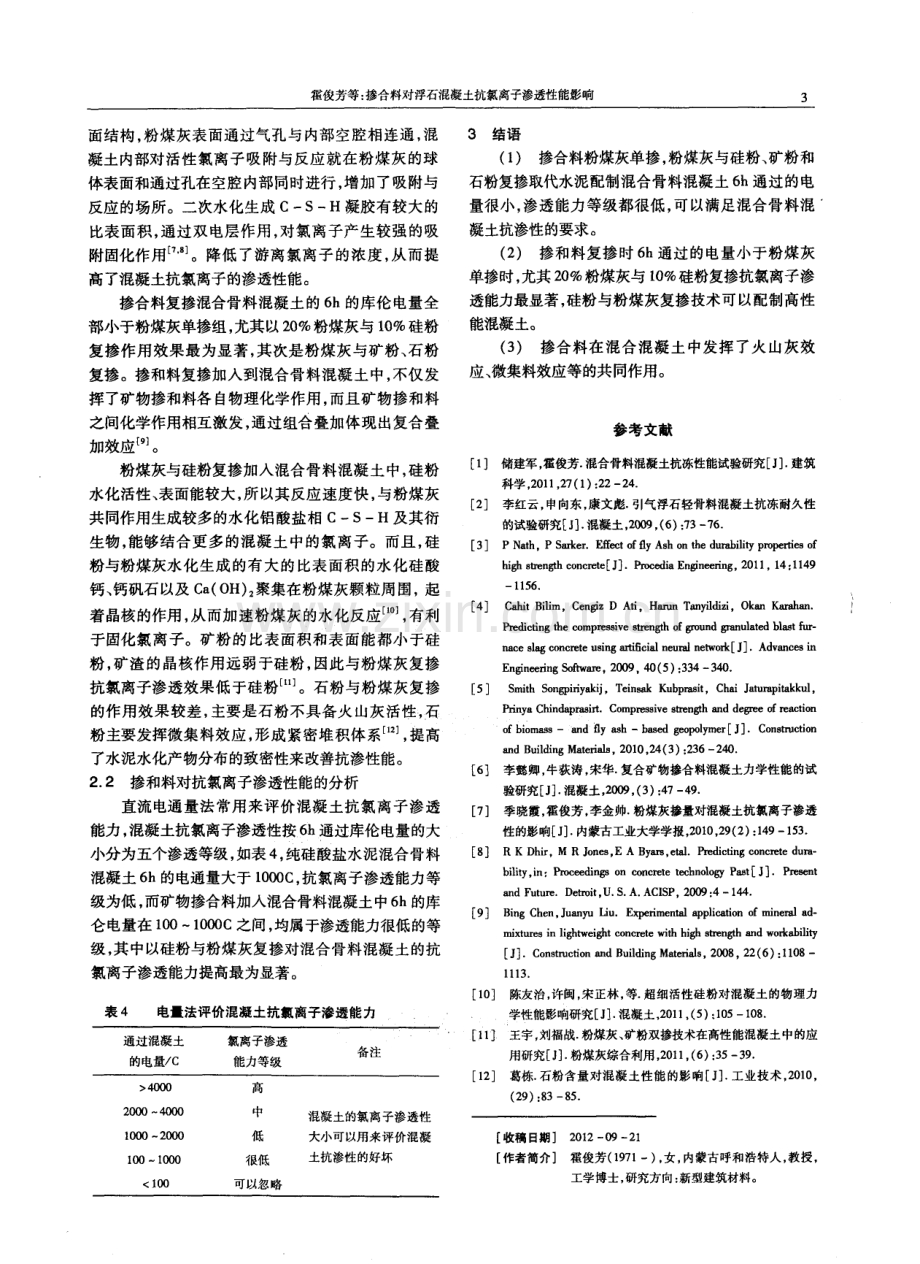 掺合料对浮石混凝土抗氯离子渗透性能影响.pdf_第3页