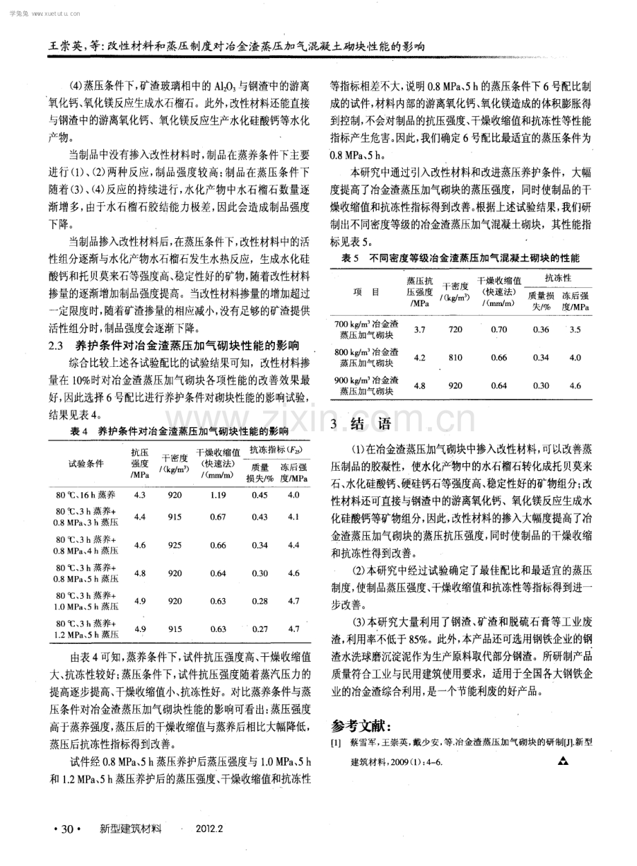 改性材料和蒸压制度对冶金渣蒸压加气混凝土砌块性能的影响.pdf_第3页