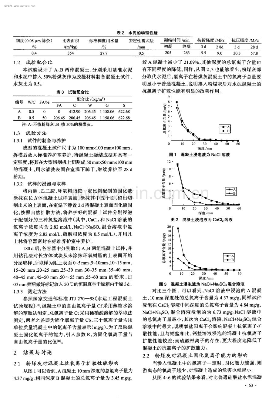 粉煤灰对混凝土中氯离子扩散与固化性能的影响.pdf_第2页