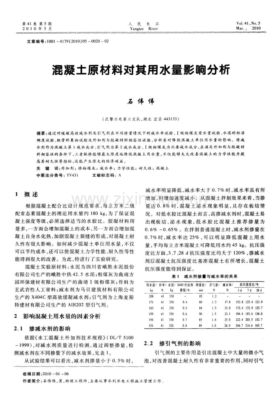 混凝土原材料对其用水量影响分析.pdf_第1页