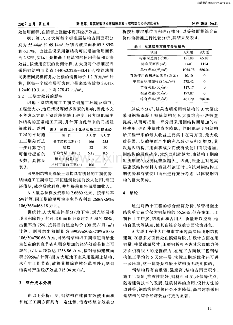 超高层钢结构与钢筋混凝土结构综合经济对比分析.pdf_第2页