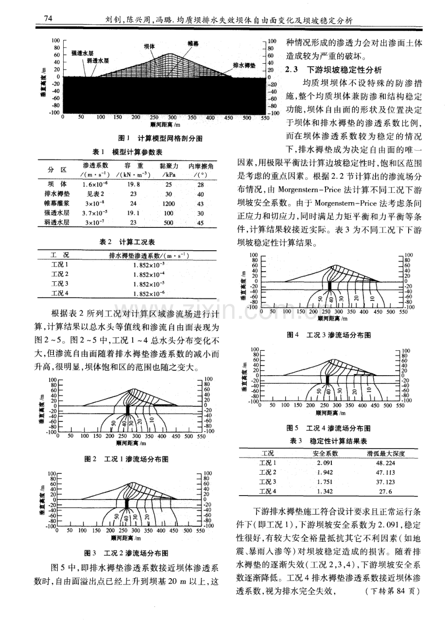 均质坝排水失效坝体自由面变化及坝坡稳定分析.pdf_第3页