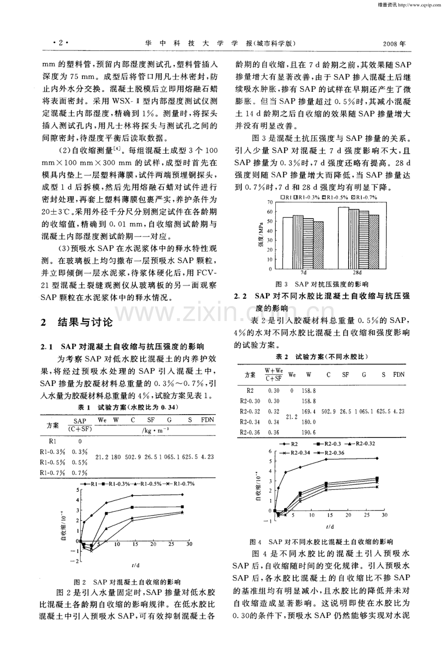 高吸水性树脂颗粒对混凝土自收缩与强度的影响.pdf_第2页