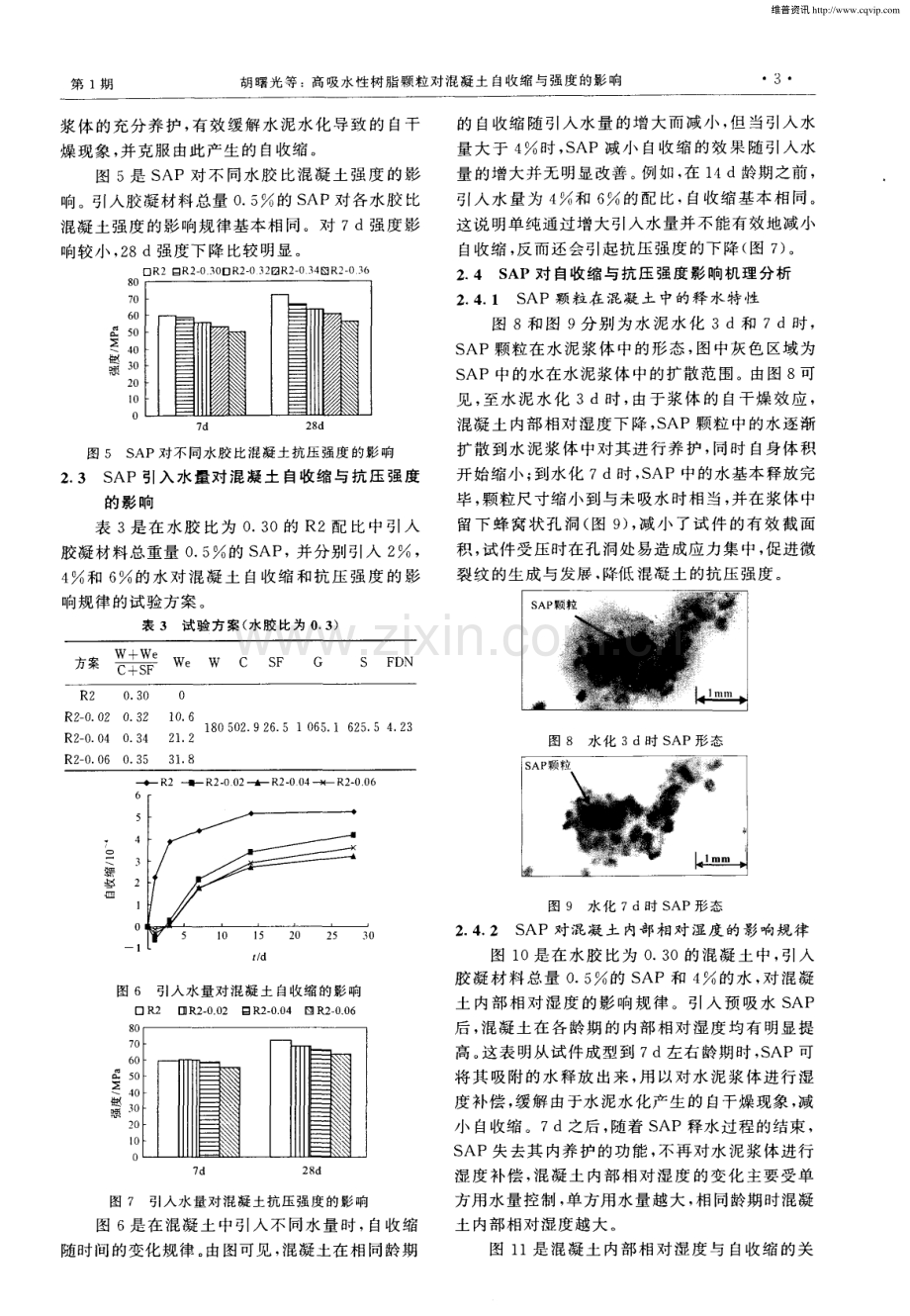 高吸水性树脂颗粒对混凝土自收缩与强度的影响.pdf_第3页