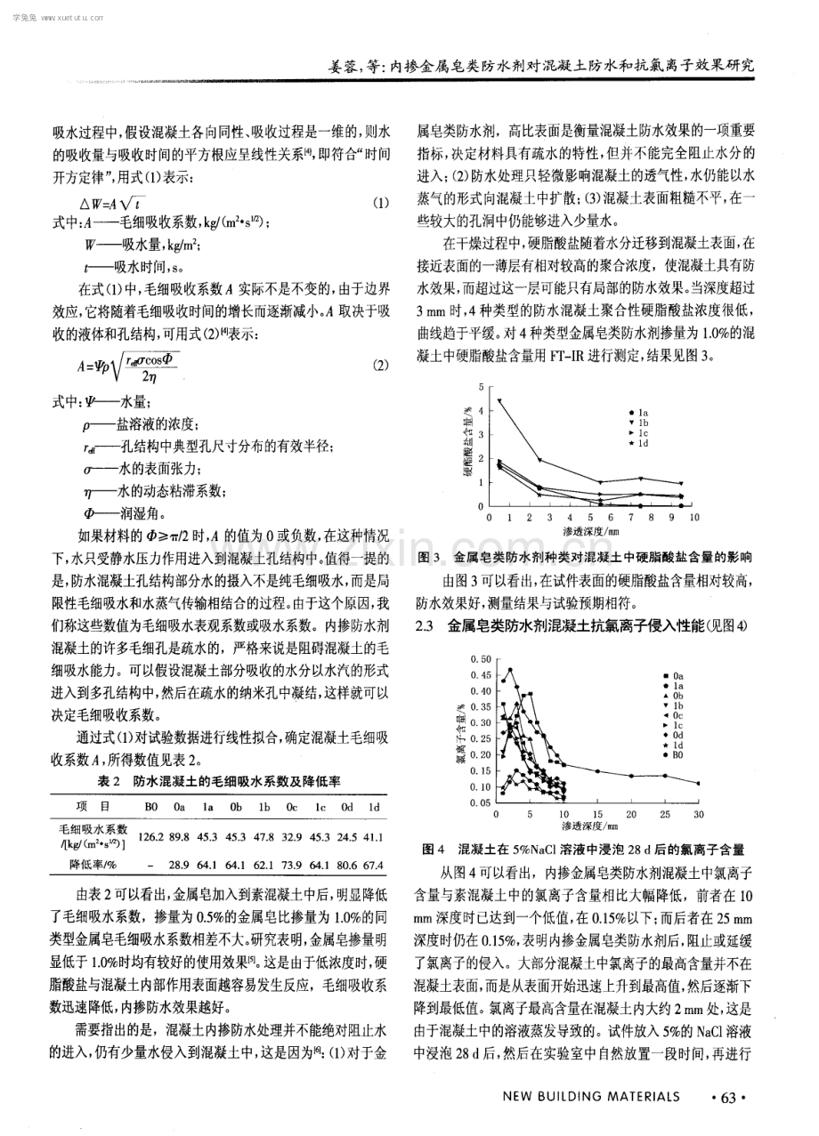 内掺金属皂类防水剂对混凝土防水和抗氯离子效果研究.pdf_第3页