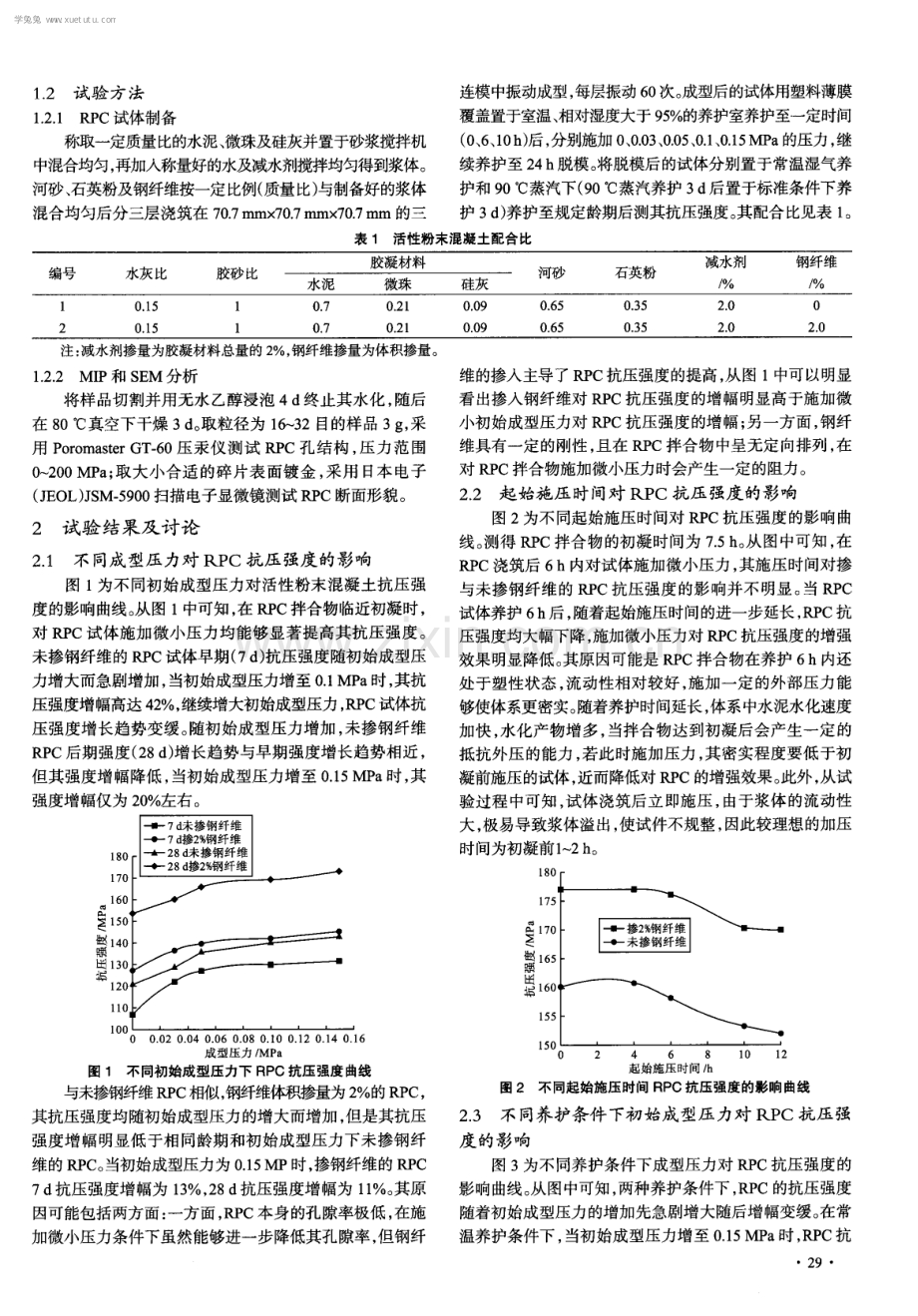 成型压力对200MPa级活性粉末混凝土抗压强度和微观结构的影响.pdf_第2页