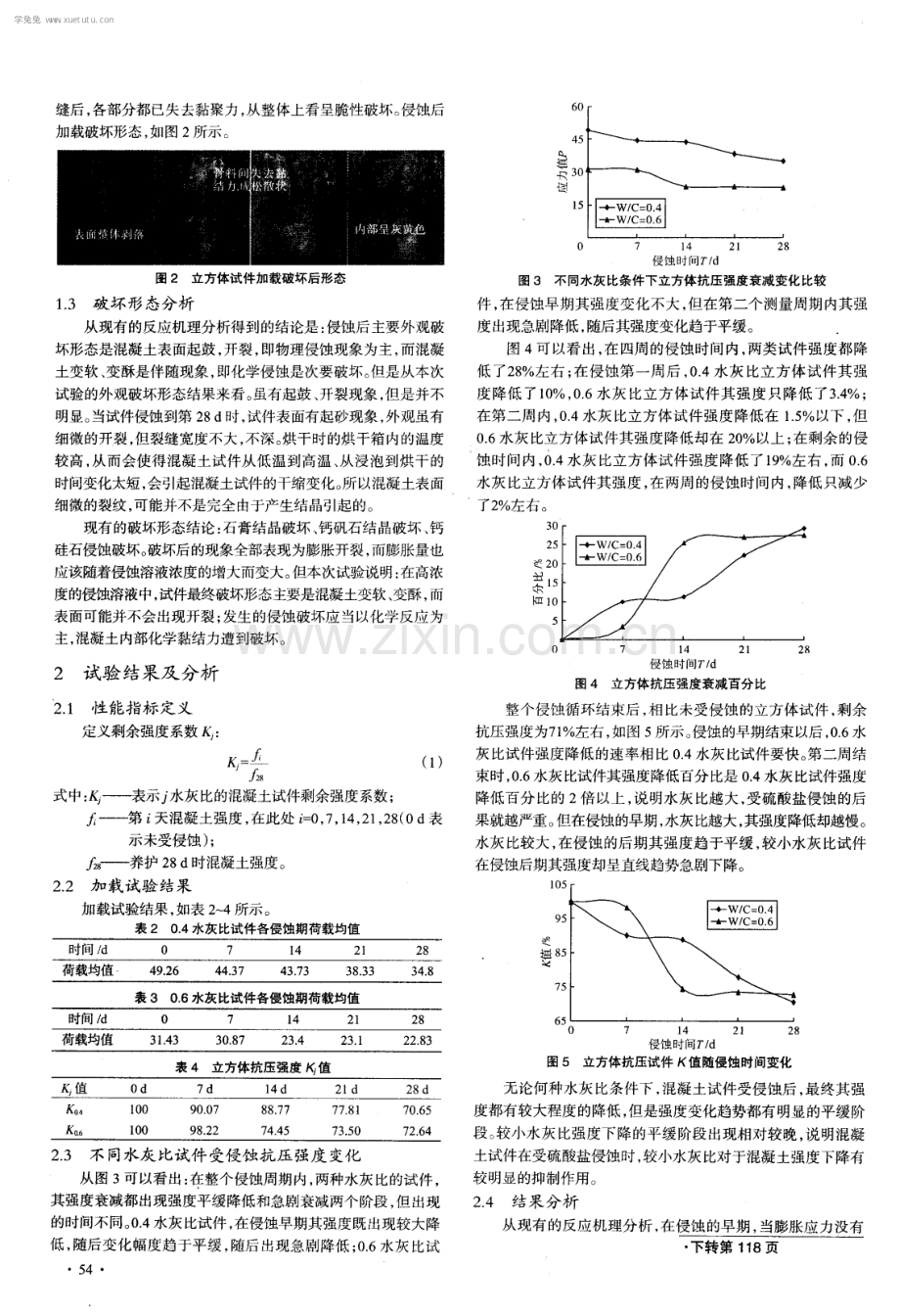 硫酸盐侵蚀环境下混凝土立方体抗压强度退化.pdf_第2页