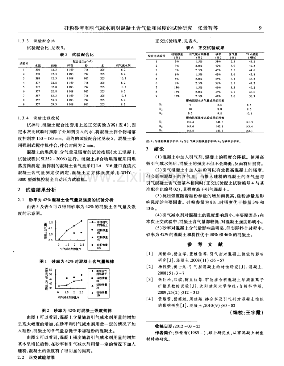 硅粉砂率和引气减水剂对混凝土含气量和强度的试验研究.pdf_第2页