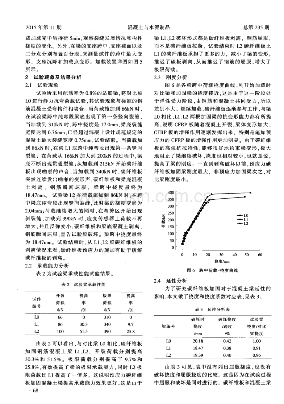 预应力碳纤维板锚固钢筋混凝土梁抗弯试验研究.pdf_第3页