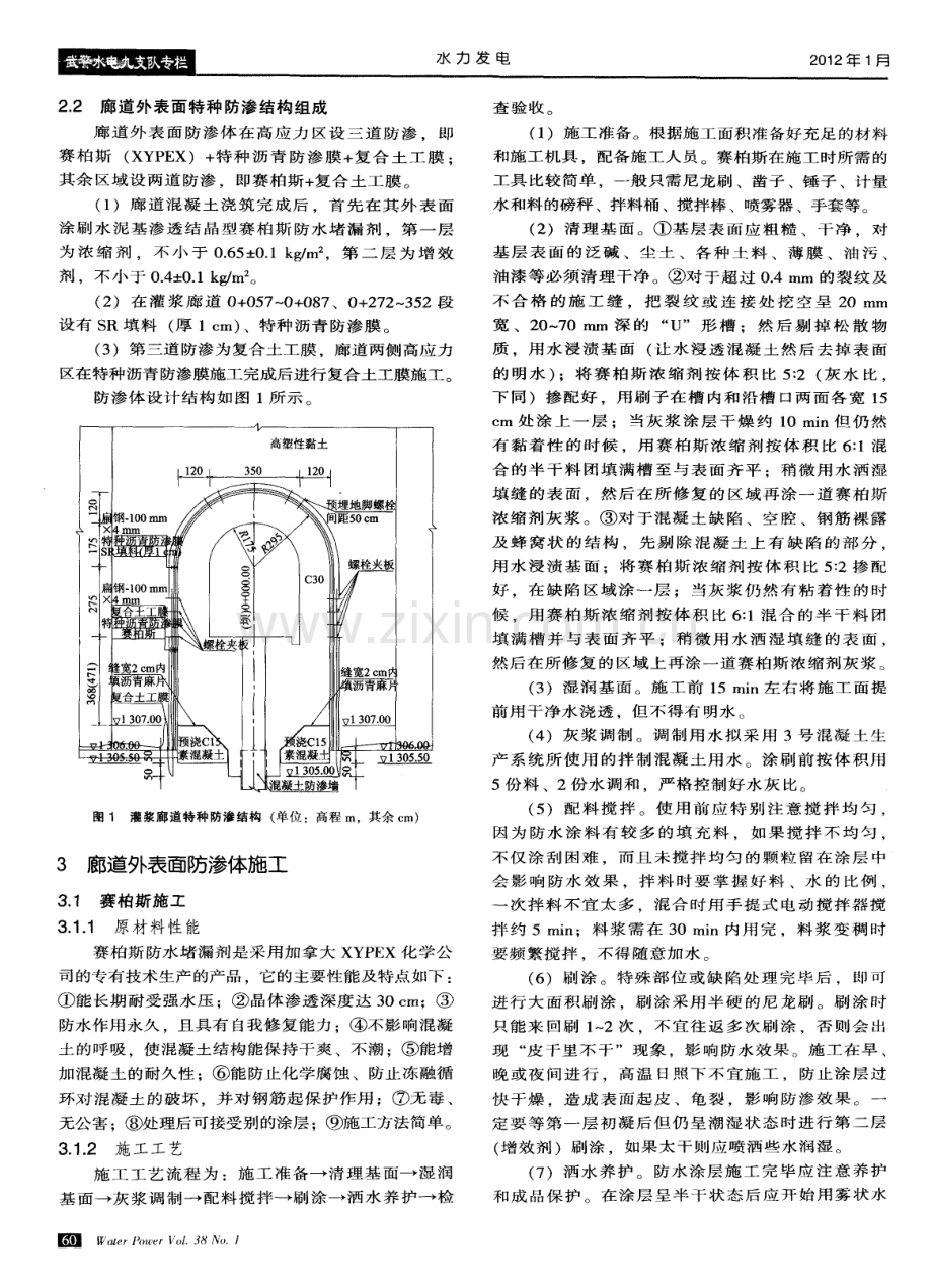 泸定水电站灌浆廊道混凝土外表面特种防渗体设计与施工.pdf_第2页