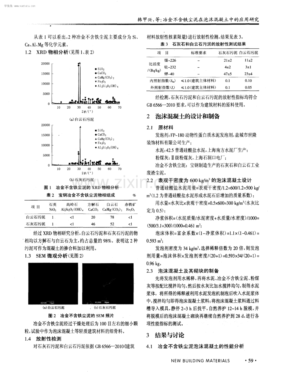 冶金不含铁尘泥在泡沫混凝土中的应用研究.pdf_第2页