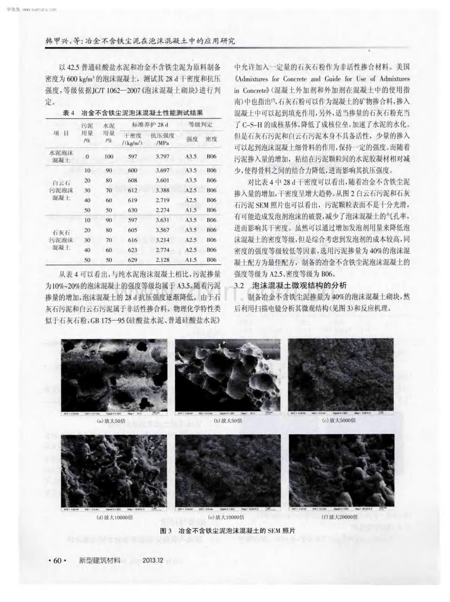 冶金不含铁尘泥在泡沫混凝土中的应用研究.pdf_第3页