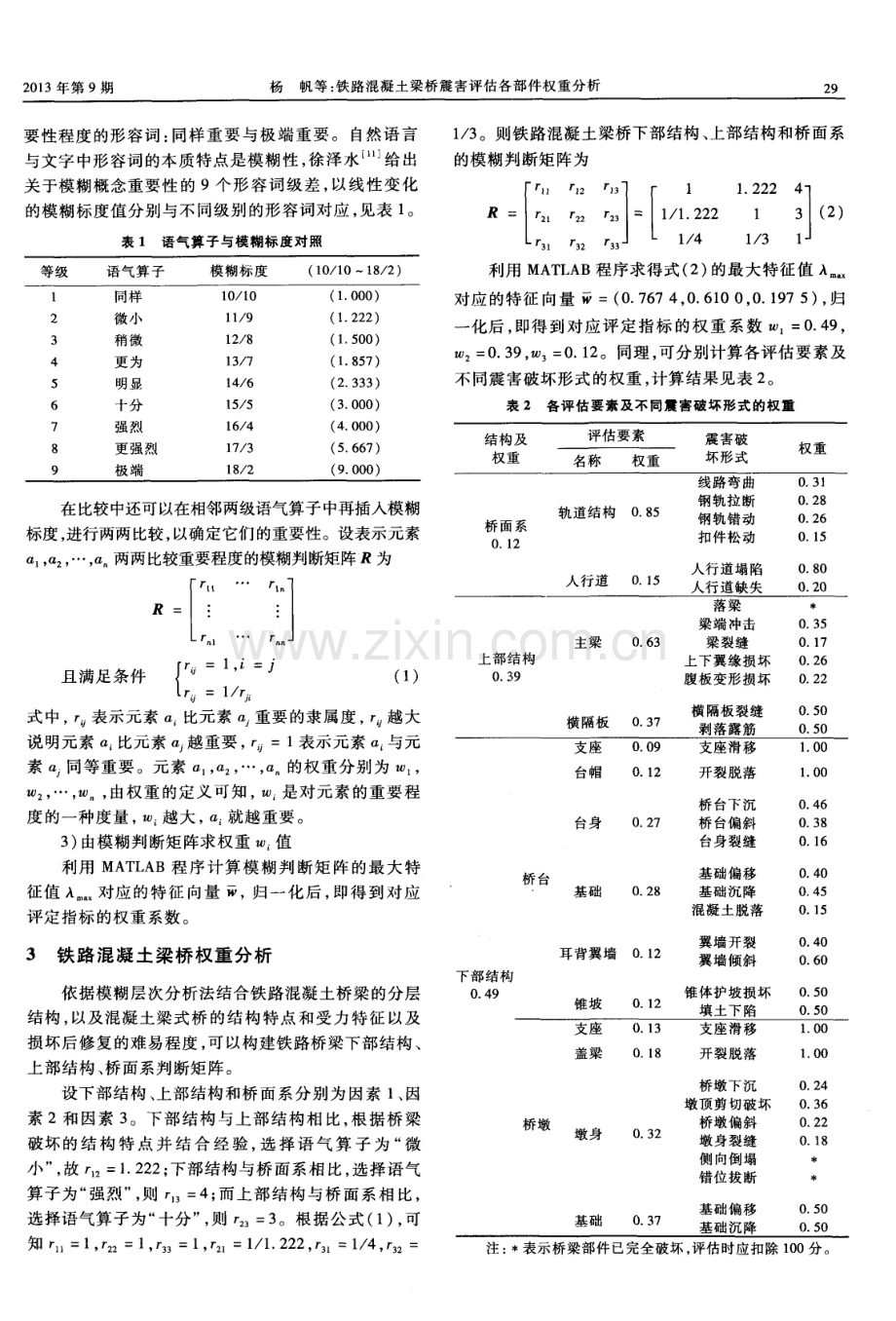 铁路混凝土梁桥震害评估各部件权重分析.pdf_第3页