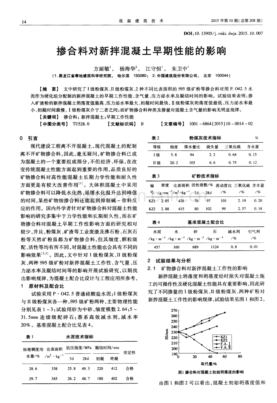 掺合料对新拌混凝土早期性能的影响.pdf_第1页