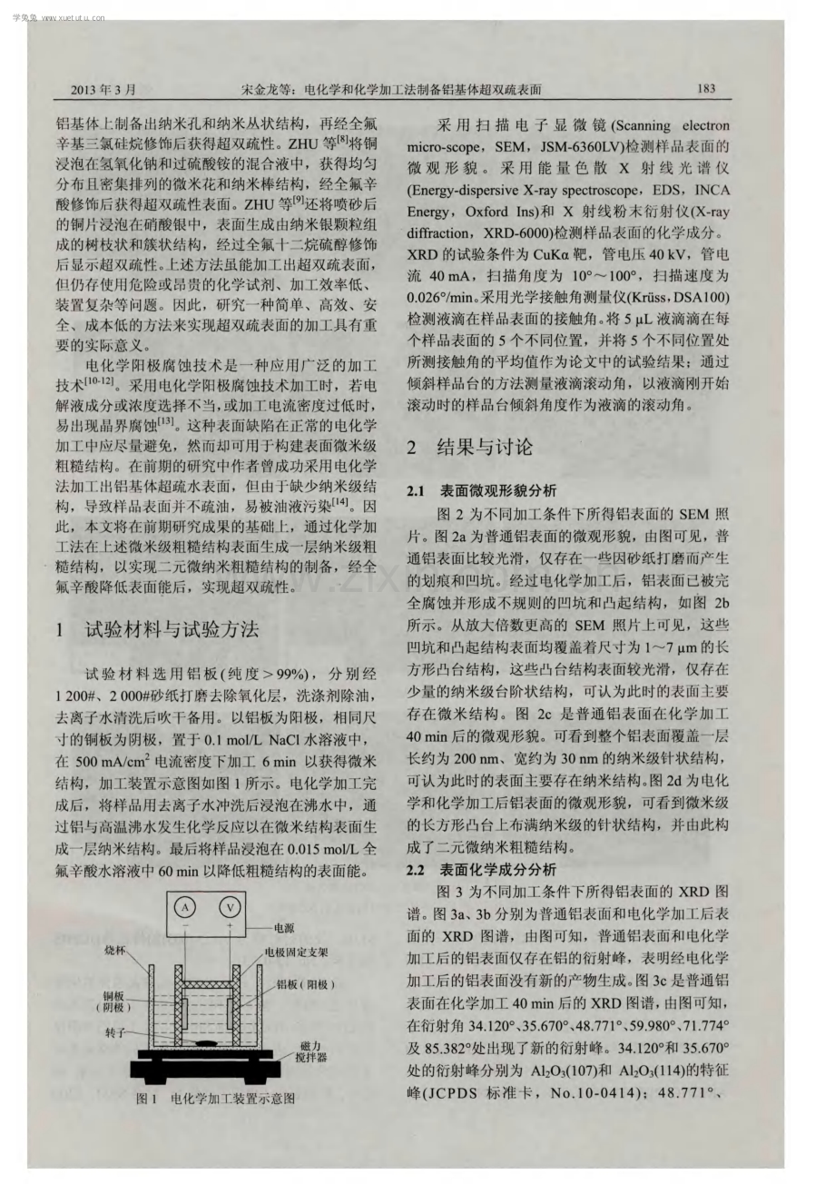 电化学和化学加工法制备铝基体超双疏表面.pdf_第2页