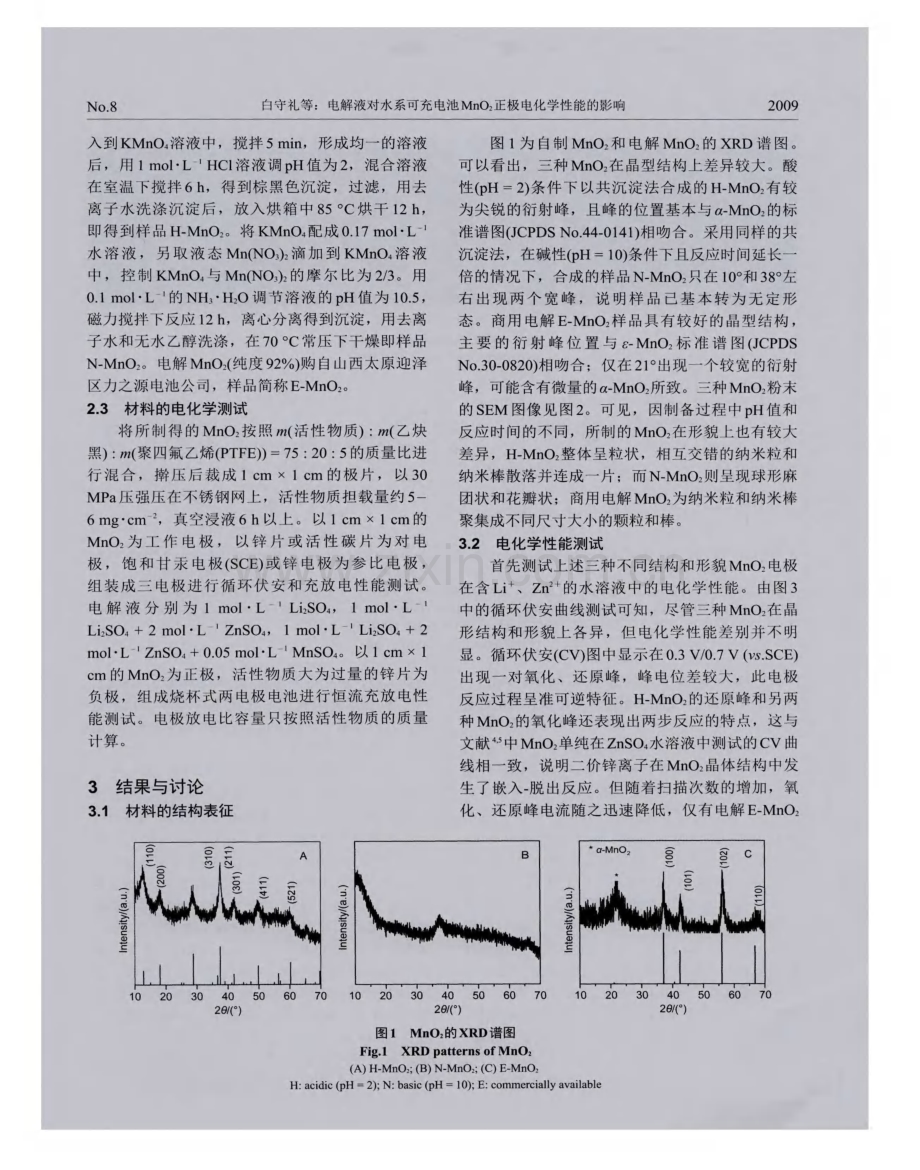 电解液对水系可充电池MnO2正极电化学性能的影响.pdf_第3页