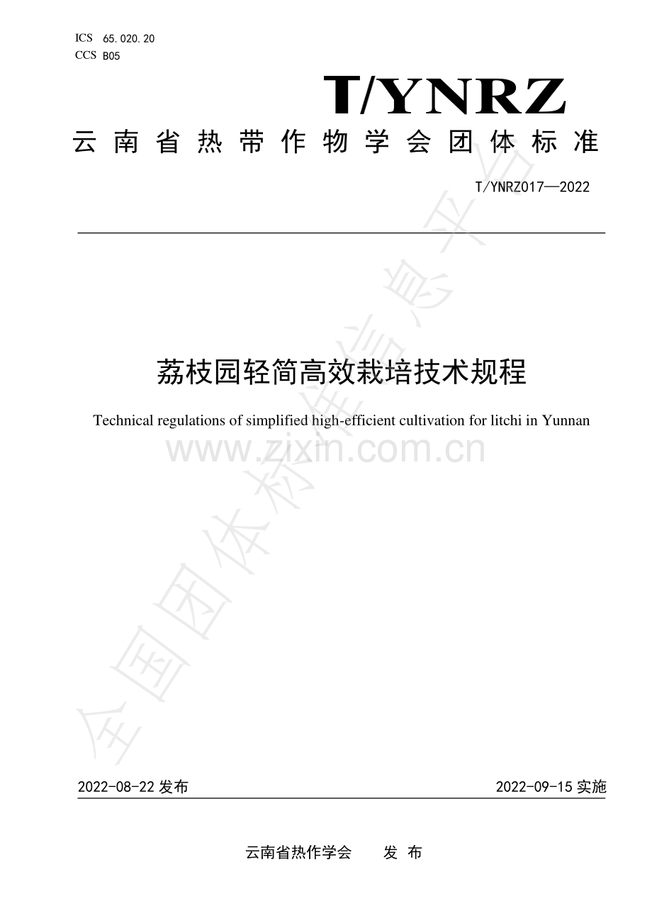 T∕YNRZ 017-2022 荔枝园轻简高效栽培技术规程.pdf_第1页