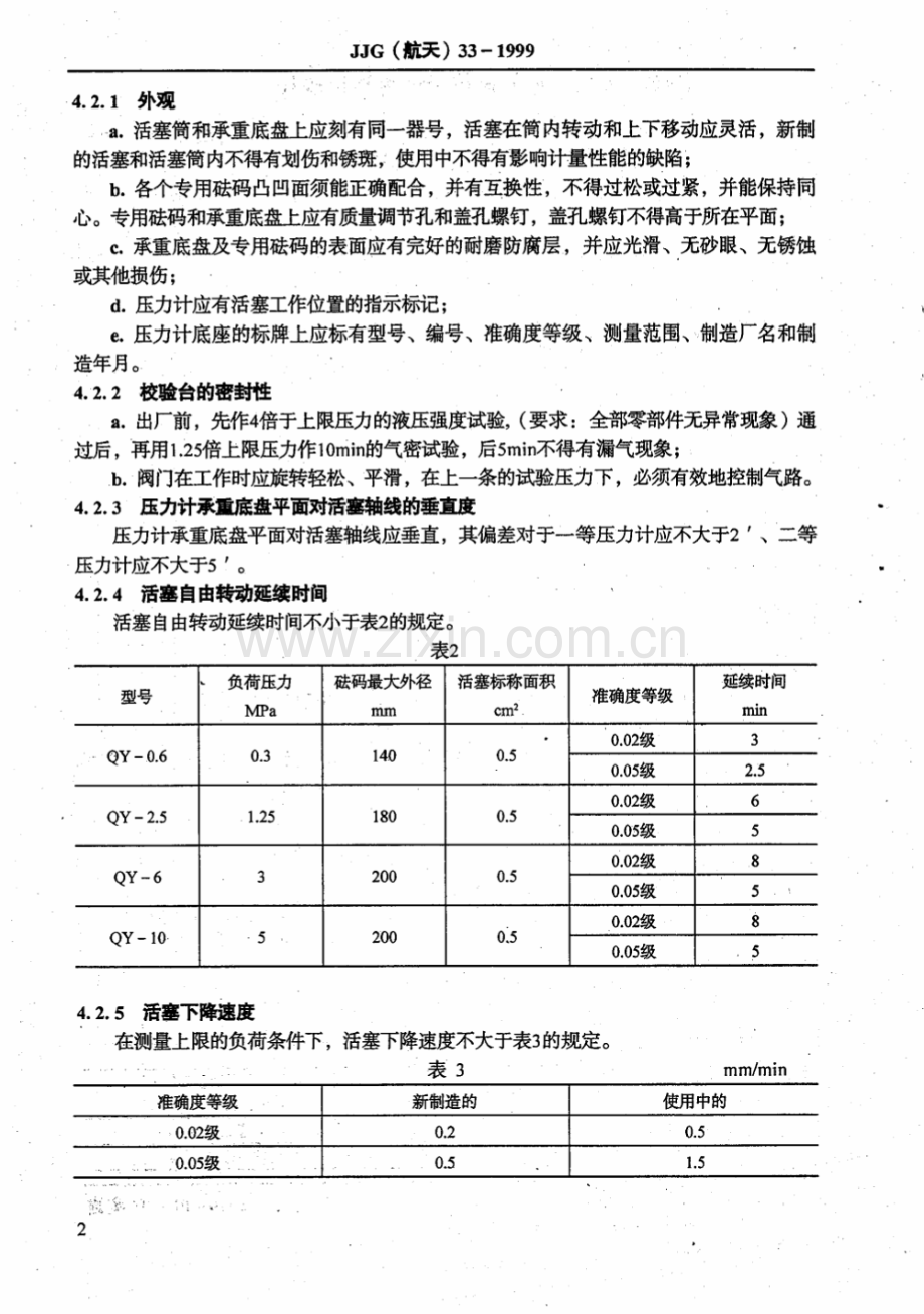 JJG(航天) 33-1999 气体活塞式压力计检定规程.pdf_第3页