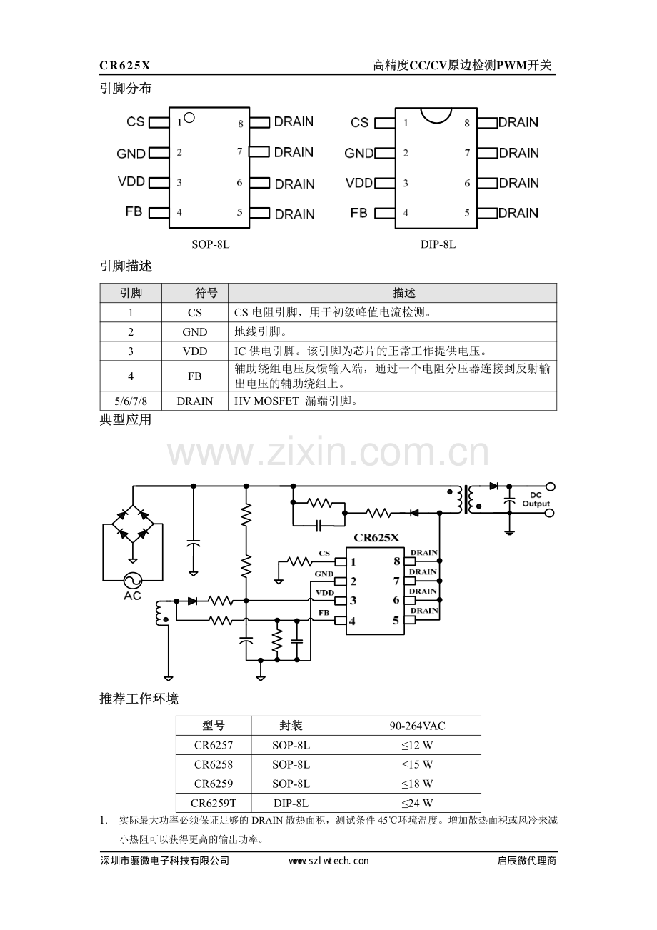 CR6259 18W原边控制高精度芯片-规格书.pdf_第2页