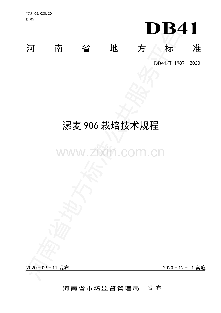 DB41∕T 1987-2020 漯麦906栽培技术规程.pdf_第1页