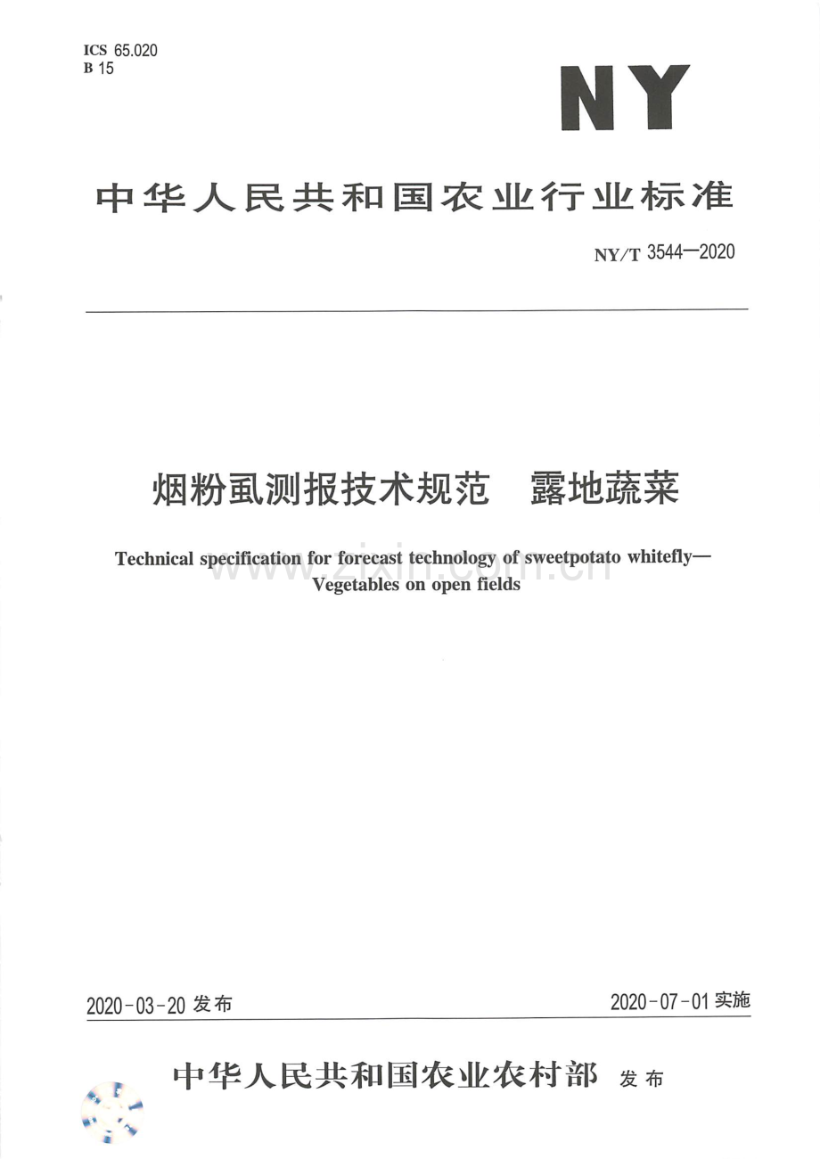 NY∕T 3544-2020 烟粉虱测报技术规范 露地蔬菜.pdf_第1页