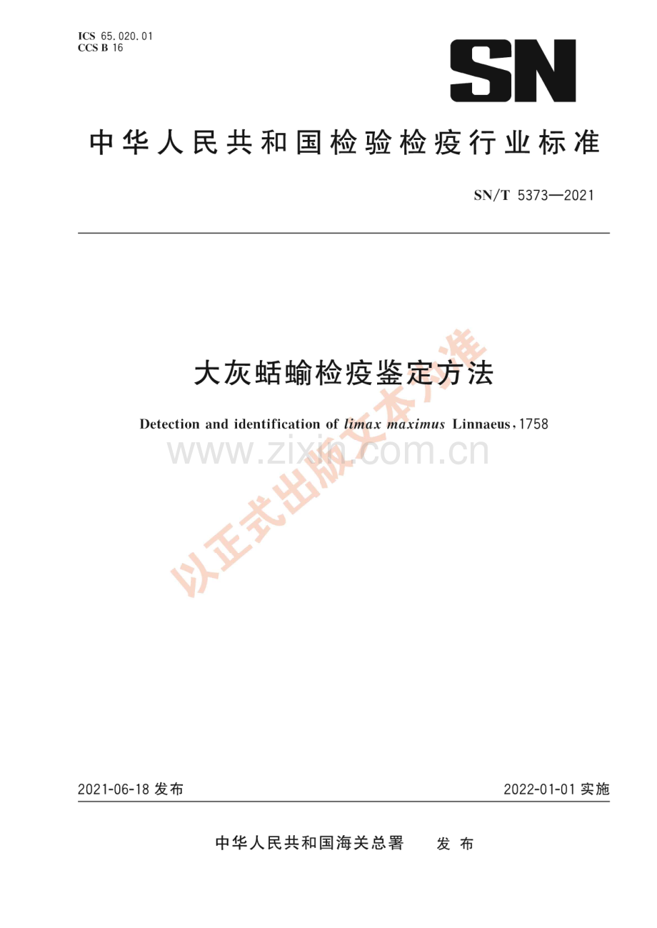 SN∕T 5373-2021 大灰蛞蝓检疫鉴定方法(出入境检验检疫).pdf_第1页