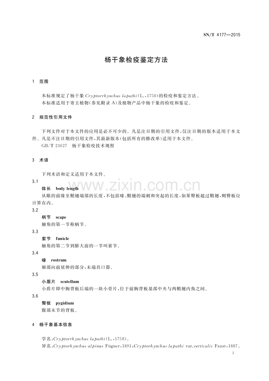 SN∕T 4177-2015 杨干象检疫鉴定方法.pdf_第3页