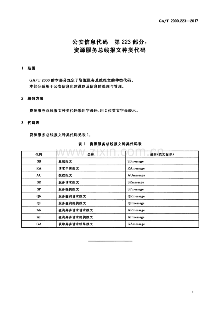 GA∕T 2000.223-2017 公安信息代码 第223部分：资源服务总线报文种类代码.pdf_第3页