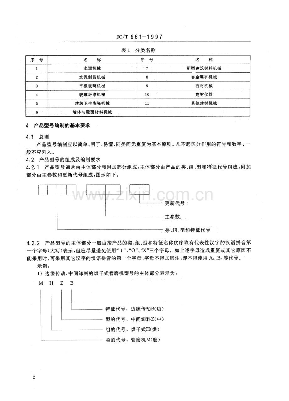 JC∕T 661-1997 建材机械产品分类及型号编制方法.pdf_第2页