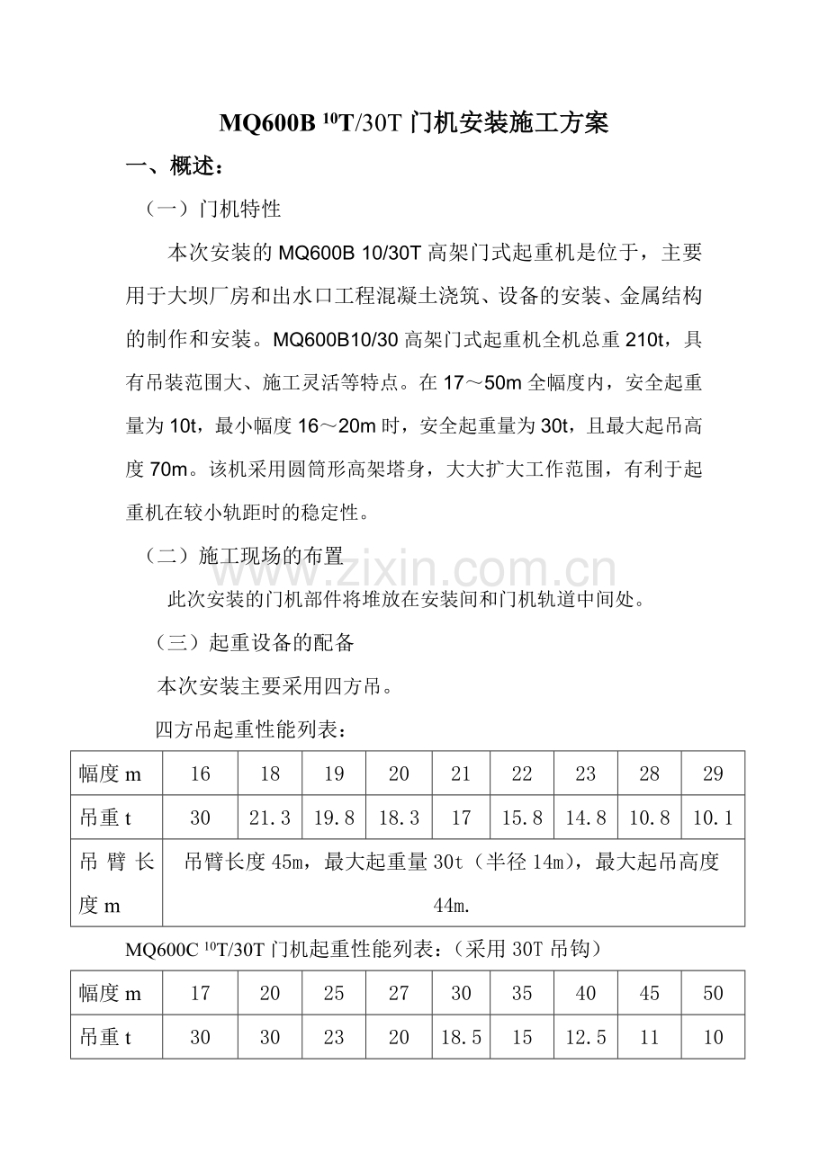 MQ600B-10T30T门机安装施工组织设计方案.doc_第1页