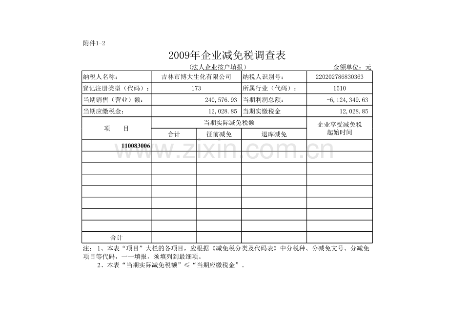 20xx年企业减免税调查表.xls_第2页