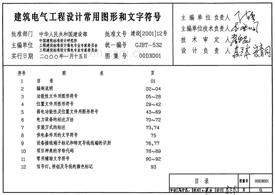 00DX001 建筑电气工程设计常用图形和文字符号.pdf_第1页