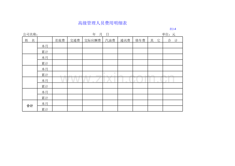 高级管理人员费用明细表.xls_第1页