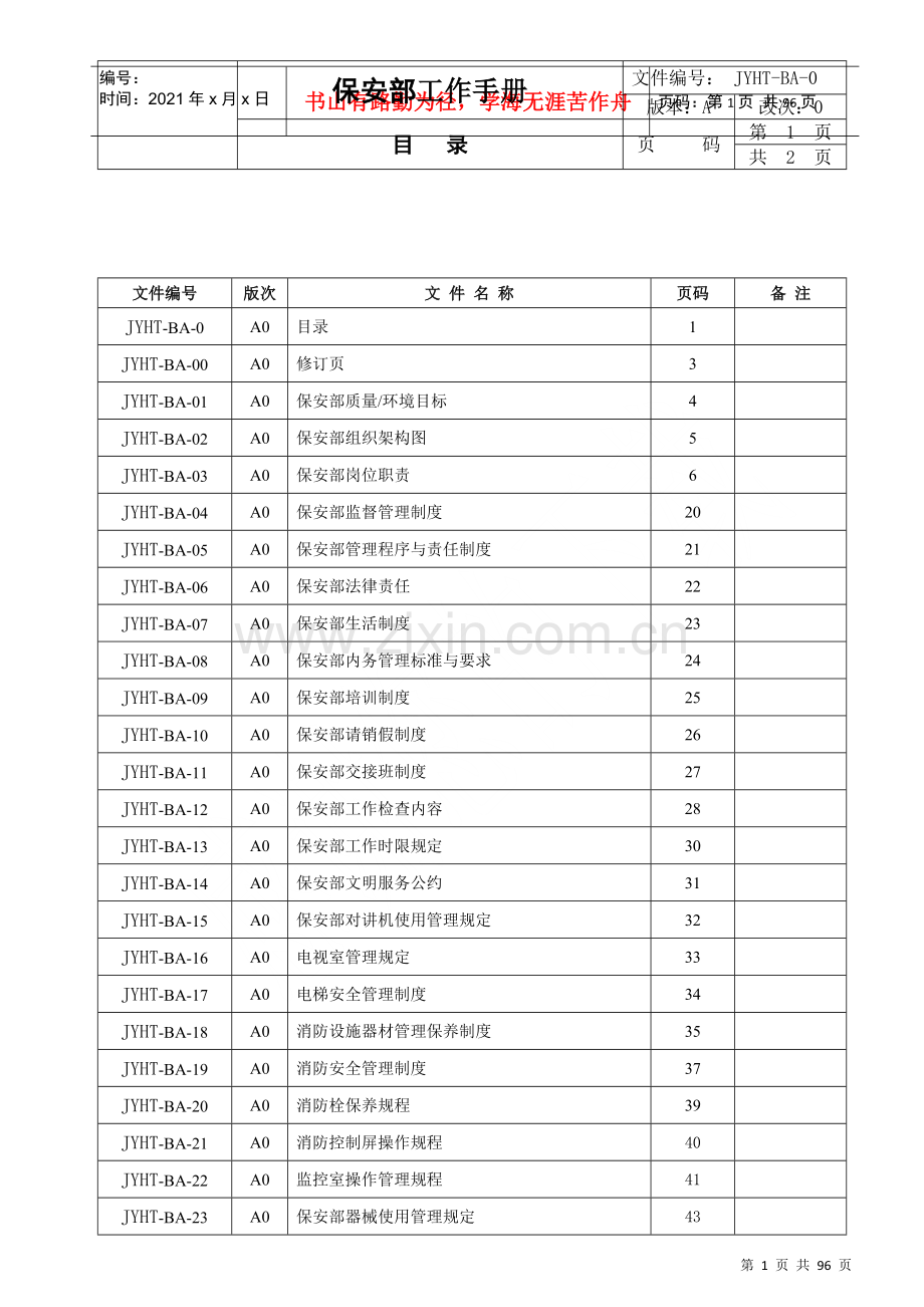 物业公司保安部工作手册.doc_第1页