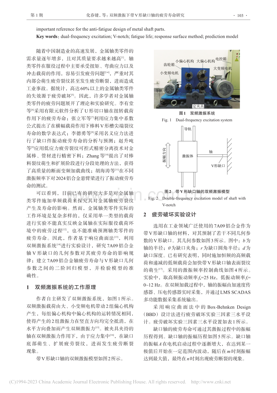 双频激振下带V形缺口轴的疲劳寿命研究_化春键.pdf_第2页