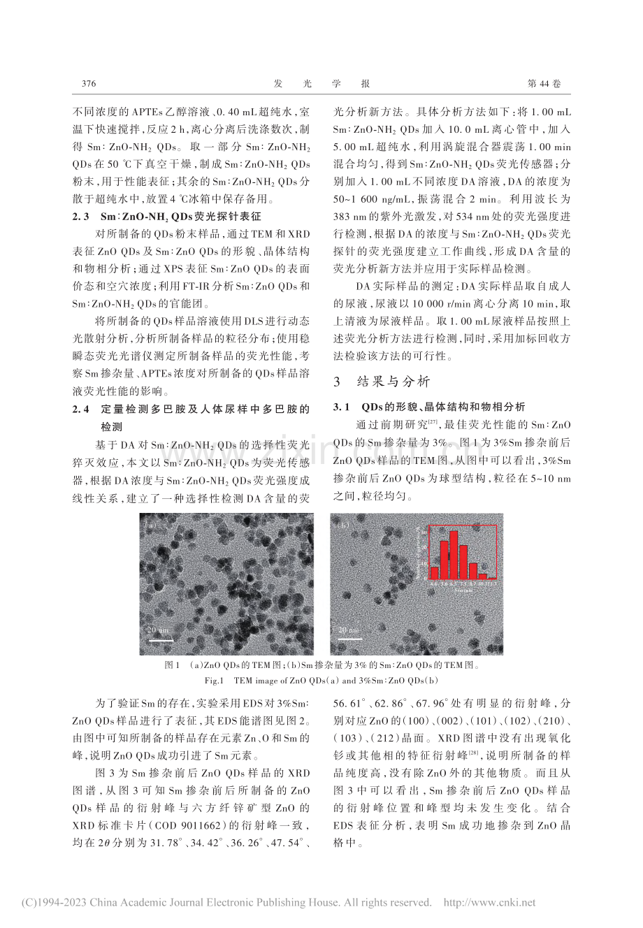 水溶性Sm_ZnO-NH_...备及其用于选择性检测多巴胺_崔美佳.pdf_第3页