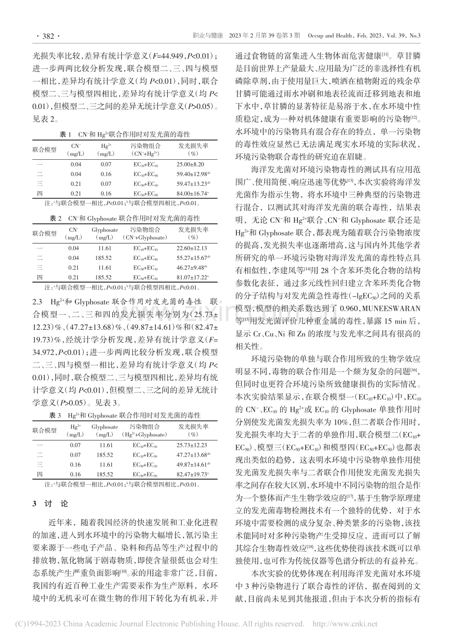 水环境中3种典型污染物对海洋发光菌的联合毒性作用分析_张建江.pdf_第3页