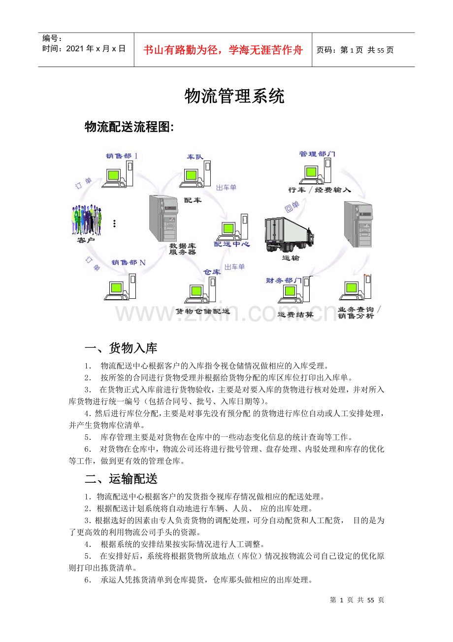 物流管理系统概述-物流管理系统物流配送流程图(doc 52) 0228aw.docx_第1页