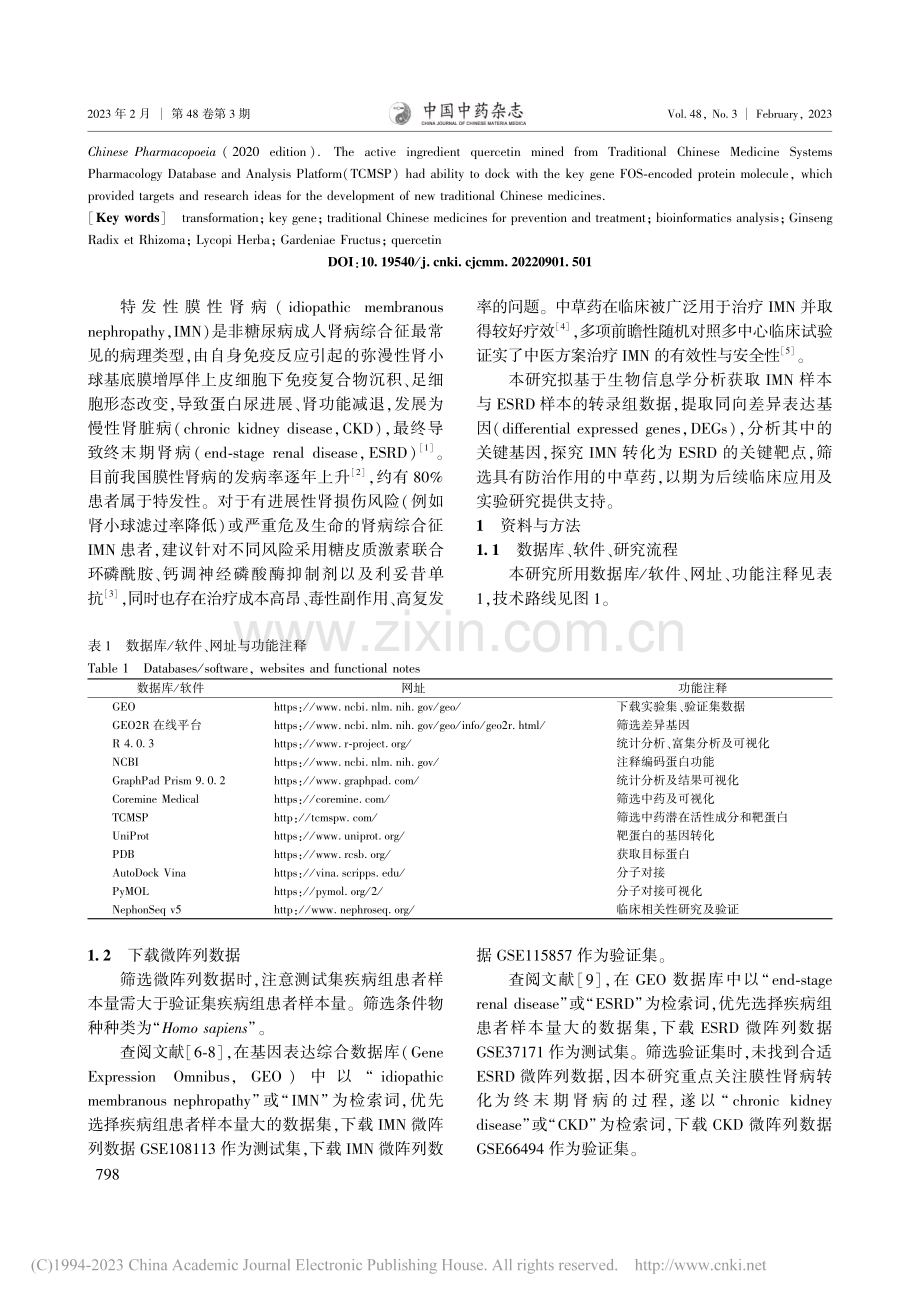 特发性膜性肾病转化为终末期...中药的生物信息学分析与验证_贾蒙.pdf_第2页