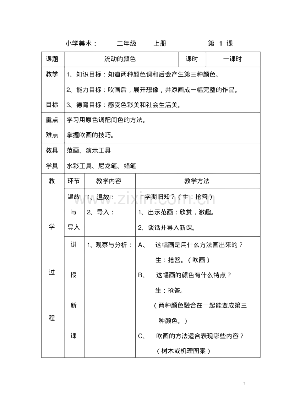 人教版小学美术二年级上册教案.pdf_第1页