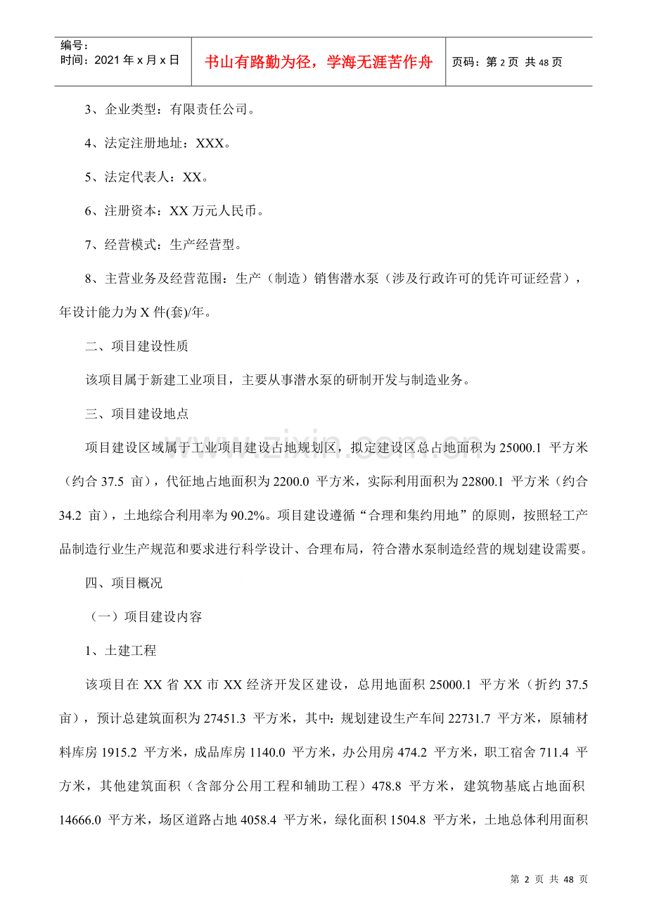 潜水泵项目可行性研究报告.docx_第2页