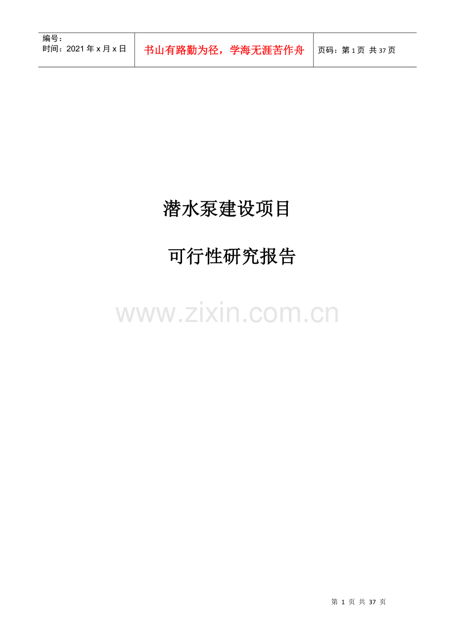 潜水泵建设项目可行性研究报告.docx_第1页