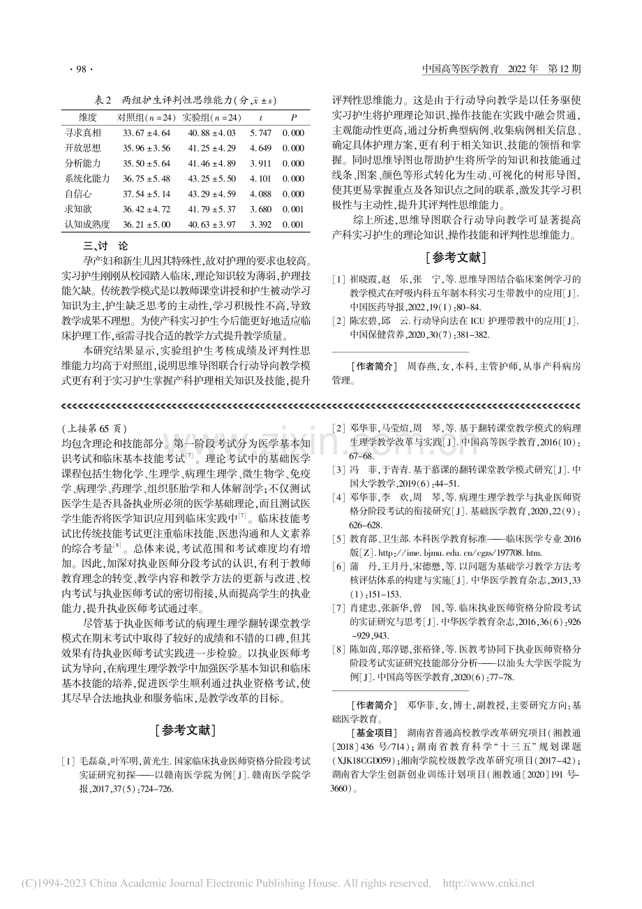 思维导图联合行动导向教学在产科实习护生带教中的应用_周春燕.pdf_第2页